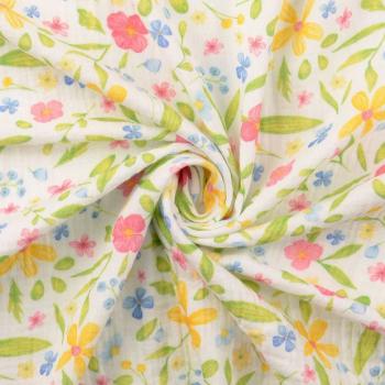 Preview: Musselin mit Blüten Multicolor